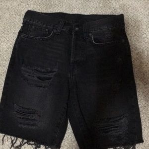 Black denim shorts